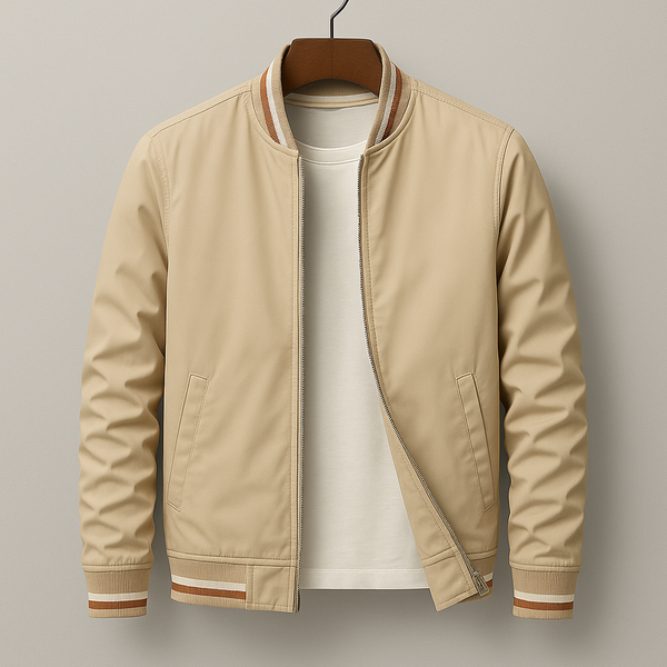 Herren-Bomberjacke mit gestreiftem Besatz-Jackets for men-Alpenkind