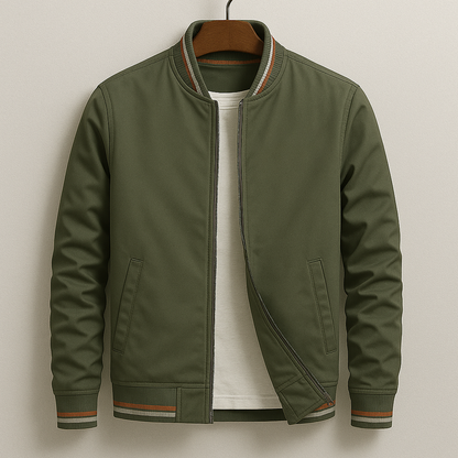 Herren-Bomberjacke mit gestreiftem Besatz-Jackets for men-Alpenkind