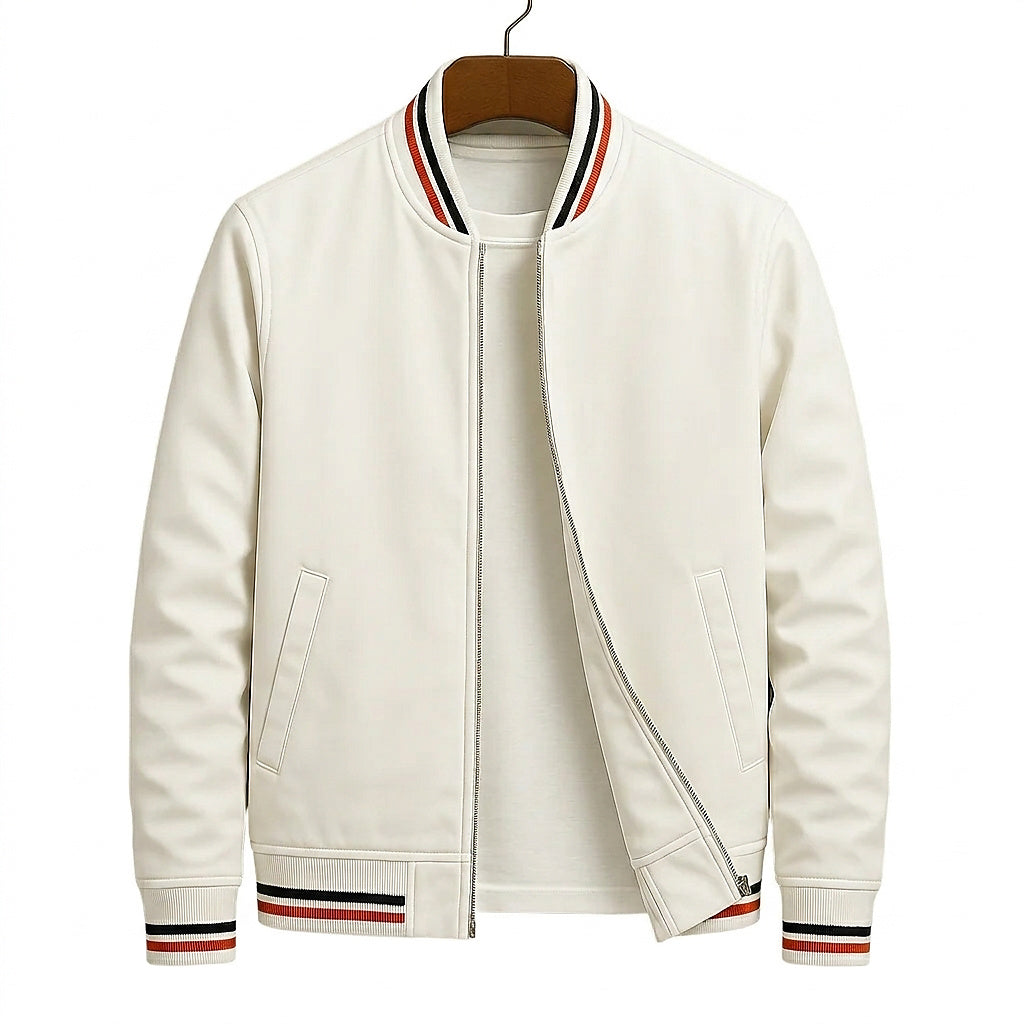 Herren-Bomberjacke mit gestreiftem Besatz-Jackets for men-Alpenkind