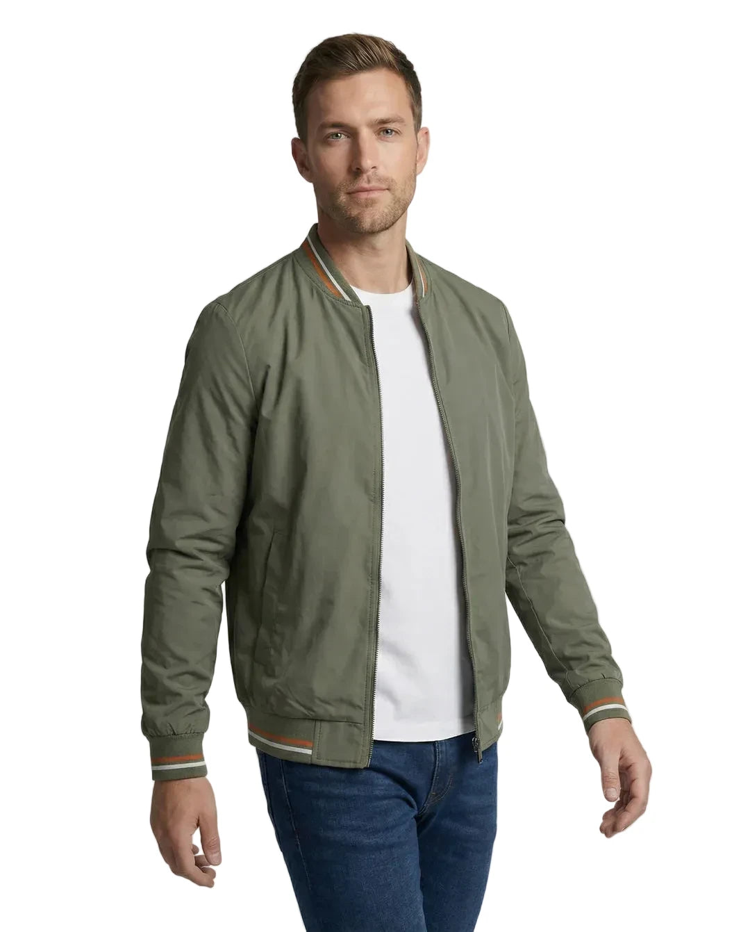 Herren Bomberjacke mit Reißverschluss und Rippbündchen-Men Jackets-Alpenkind