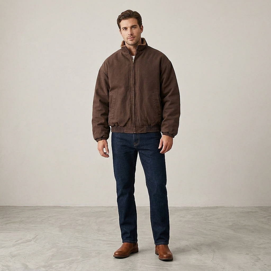 Herren-Bomberjacke mit Reißverschluss und Stehkragen-Jackets & Coats for men-Alpenkind