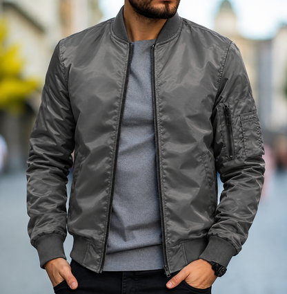 Herren-Bomberjacke mit Reißverschlusstasche am Ärmel-Jackets for men-Alpenkind