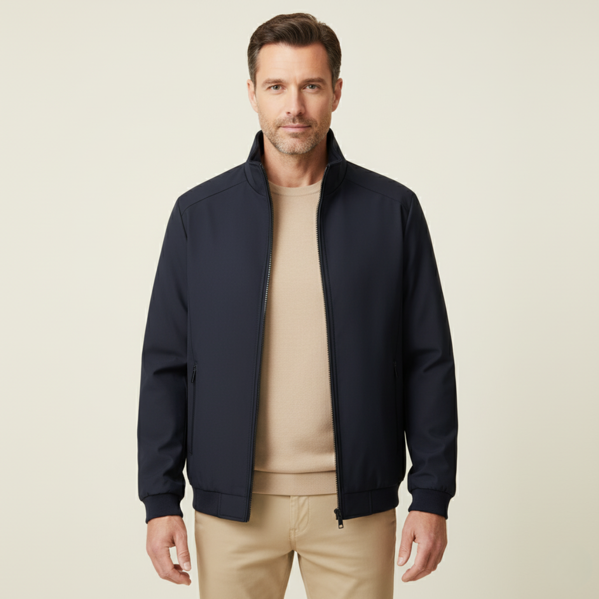 Herren-Bomberjacke mit Stehkragen und Fleece-Futter-Jackets for men-Alpenkind