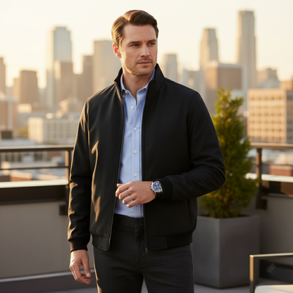 Herren-Bomberjacke mit Stehkragen und Fleece-Futter-Jackets for men-Alpenkind