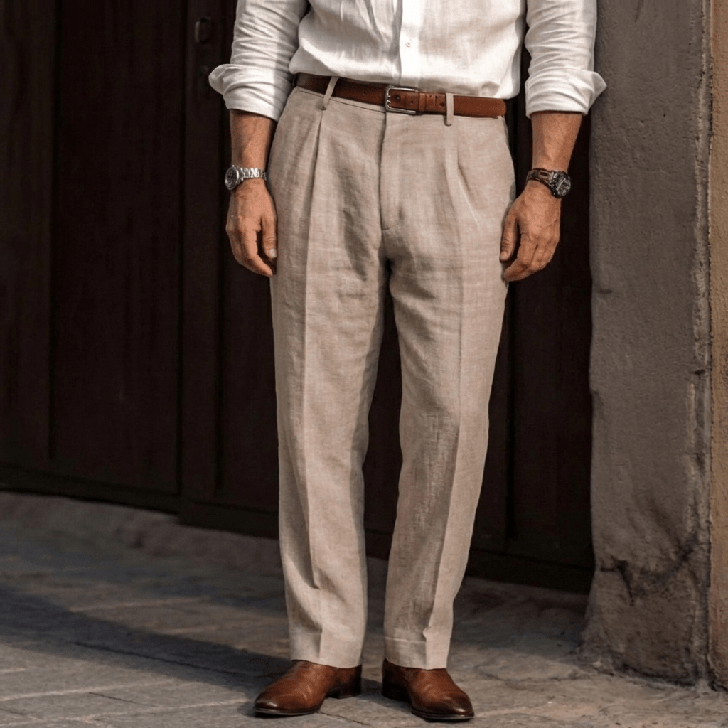Herren-Bundfaltenhose mit Gürtelschlaufen-Pants for Men-Alpenkind