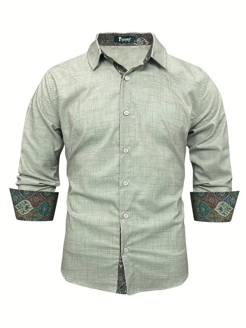 Herren-Button-Down-Hemd mit gemustertem Besatz-Shirts for men-Alpenkind