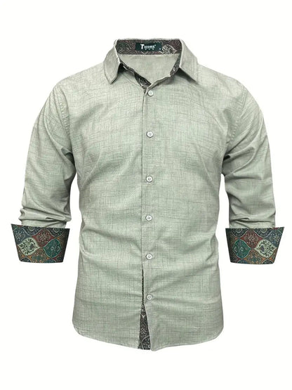 Herren-Button-Down-Hemd mit gemustertem Besatz-Shirts for men-Alpenkind