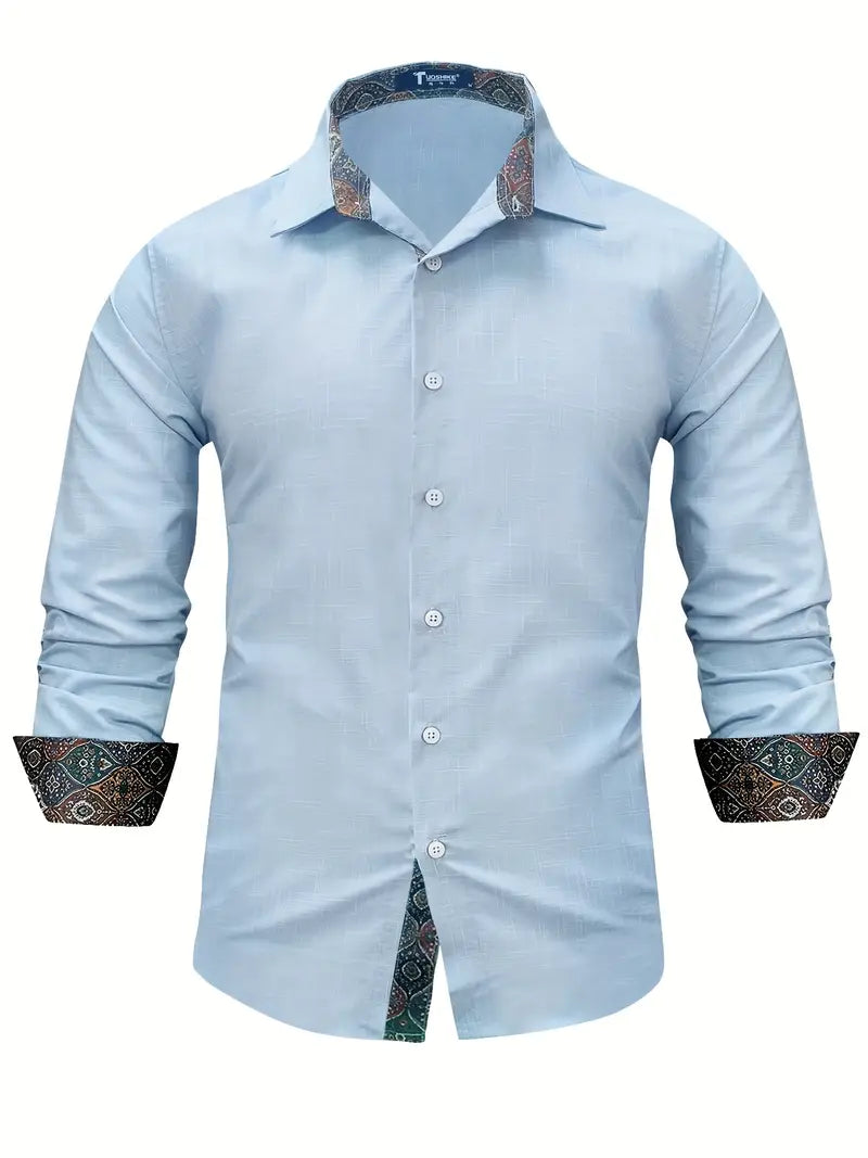 Herren-Button-Down-Hemd mit gemustertem Besatz-Shirts for men-Alpenkind