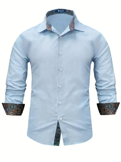Herren-Button-Down-Hemd mit gemustertem Besatz-Shirts for men-Alpenkind