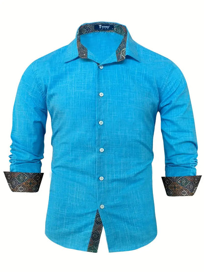 Herren-Button-Down-Hemd mit gemustertem Besatz-Shirts for men-Alpenkind