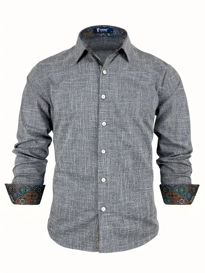 Herren-Button-Down-Hemd mit gemustertem Besatz-Shirts for men-Alpenkind