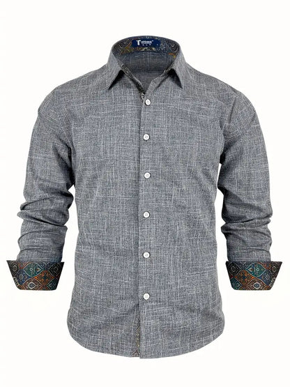 Herren-Button-Down-Hemd mit gemustertem Besatz-Shirts for men-Alpenkind
