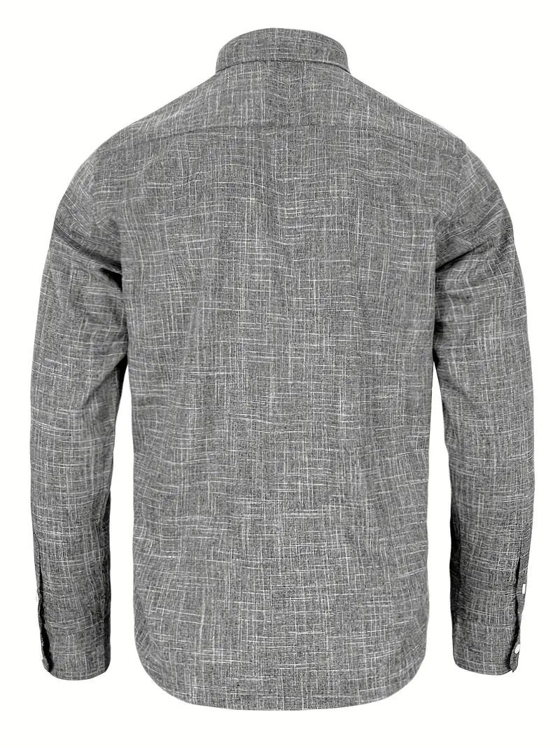 Herren-Button-Down-Hemd mit gemustertem Besatz-Shirts for men-Alpenkind