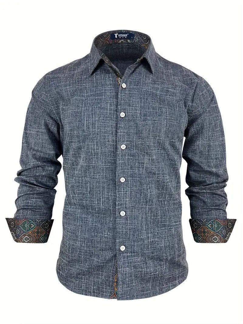 Herren-Button-Down-Hemd mit gemustertem Besatz-Shirts for men-Alpenkind