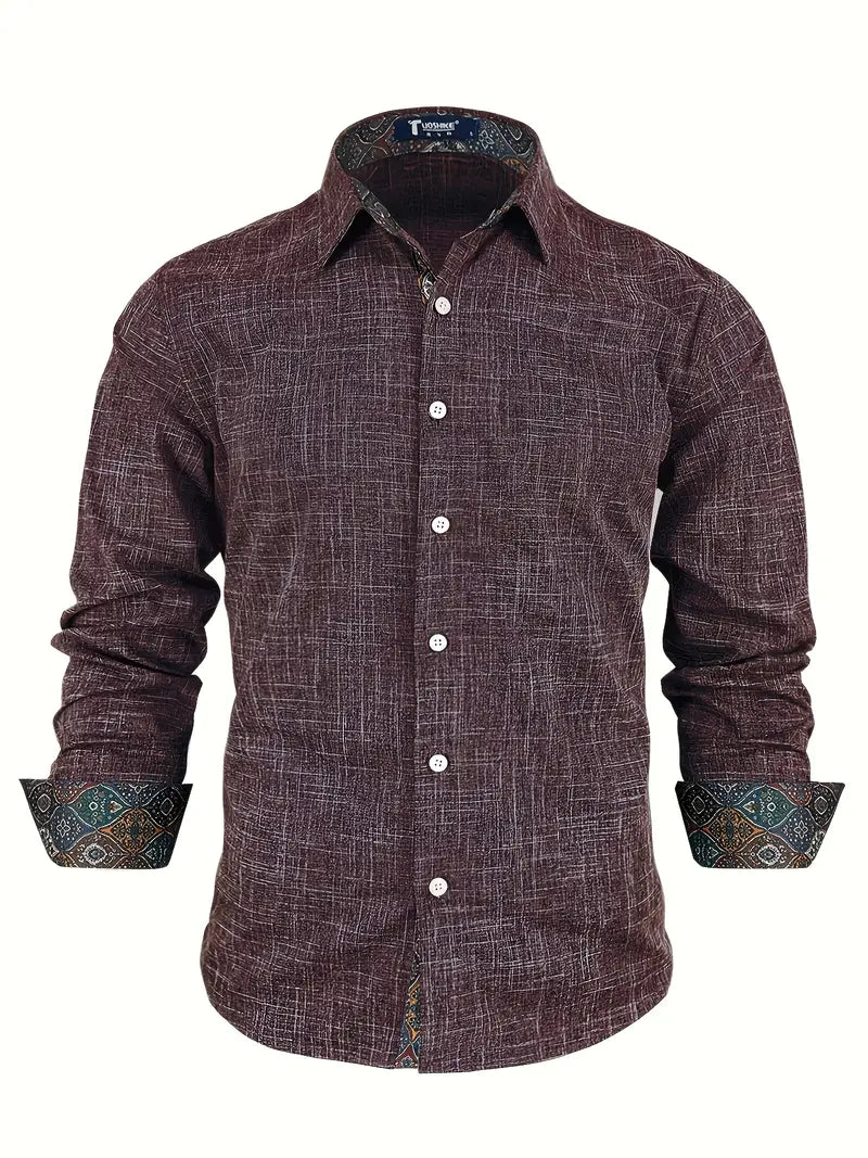 Herren-Button-Down-Hemd mit gemustertem Besatz-Shirts for men-Alpenkind