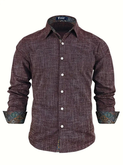 Herren-Button-Down-Hemd mit gemustertem Besatz-Shirts for men-Alpenkind