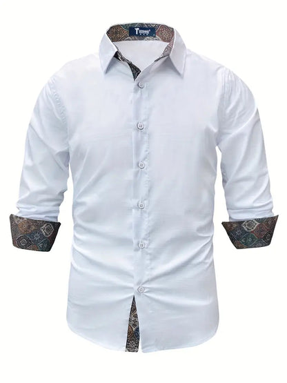 Herren-Button-Down-Hemd mit gemustertem Besatz-Shirts for men-Alpenkind