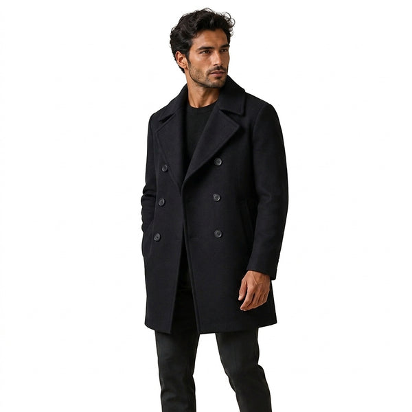 Herren-Cabanjacke aus Wollmischgewebe mit fallendem Revers-Coats for men-Alpenkind