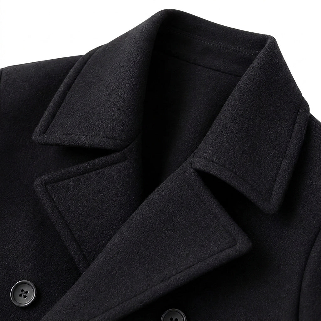 Herren-Cabanjacke aus Wollmischgewebe mit fallendem Revers-Coats for men-Alpenkind