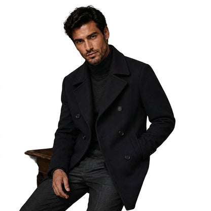 Herren-Cabanjacke aus Wollmischgewebe mit fallendem Revers-Coats for men-Alpenkind