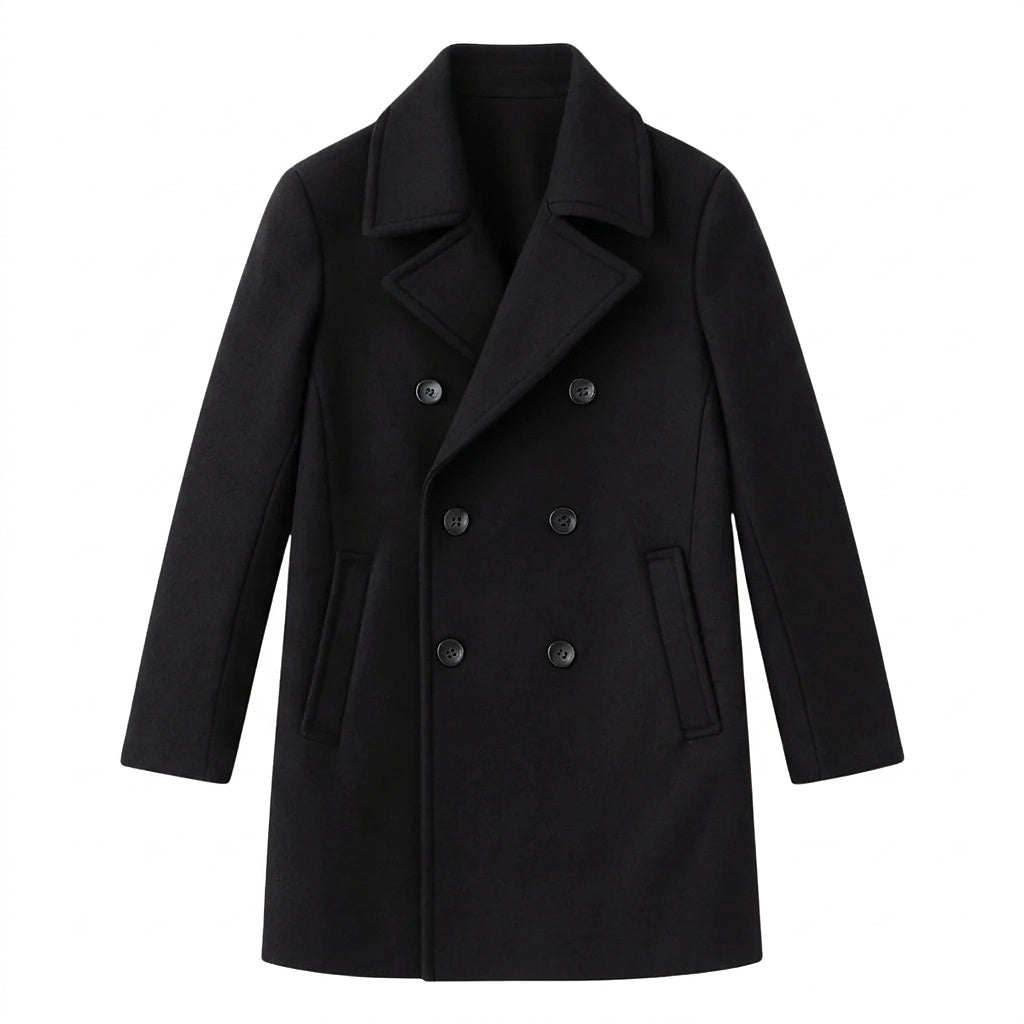 Herren-Cabanjacke aus Wollmischgewebe mit fallendem Revers-Coats for men-Alpenkind