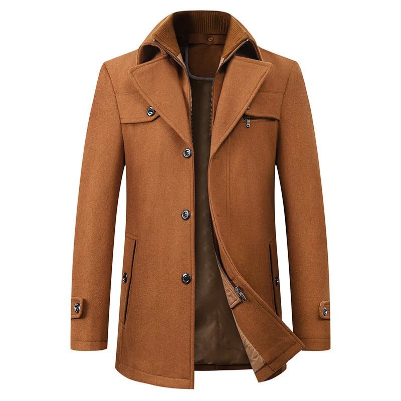 Herren-Cabanjacke in mittellanger Passform mit Reißverschluss-Innenteil-Coats for men-Alpenkind