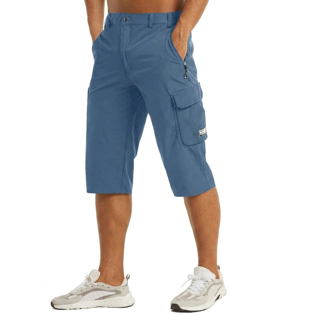 Herren Cargo Shorts Knielänge Seitentaschen Gürtelschlaufen Knopfverschluss-Shorts for men-Alpenkind