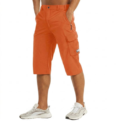 Herren Cargo Shorts Knielänge Seitentaschen Gürtelschlaufen Knopfverschluss-Shorts for men-Alpenkind