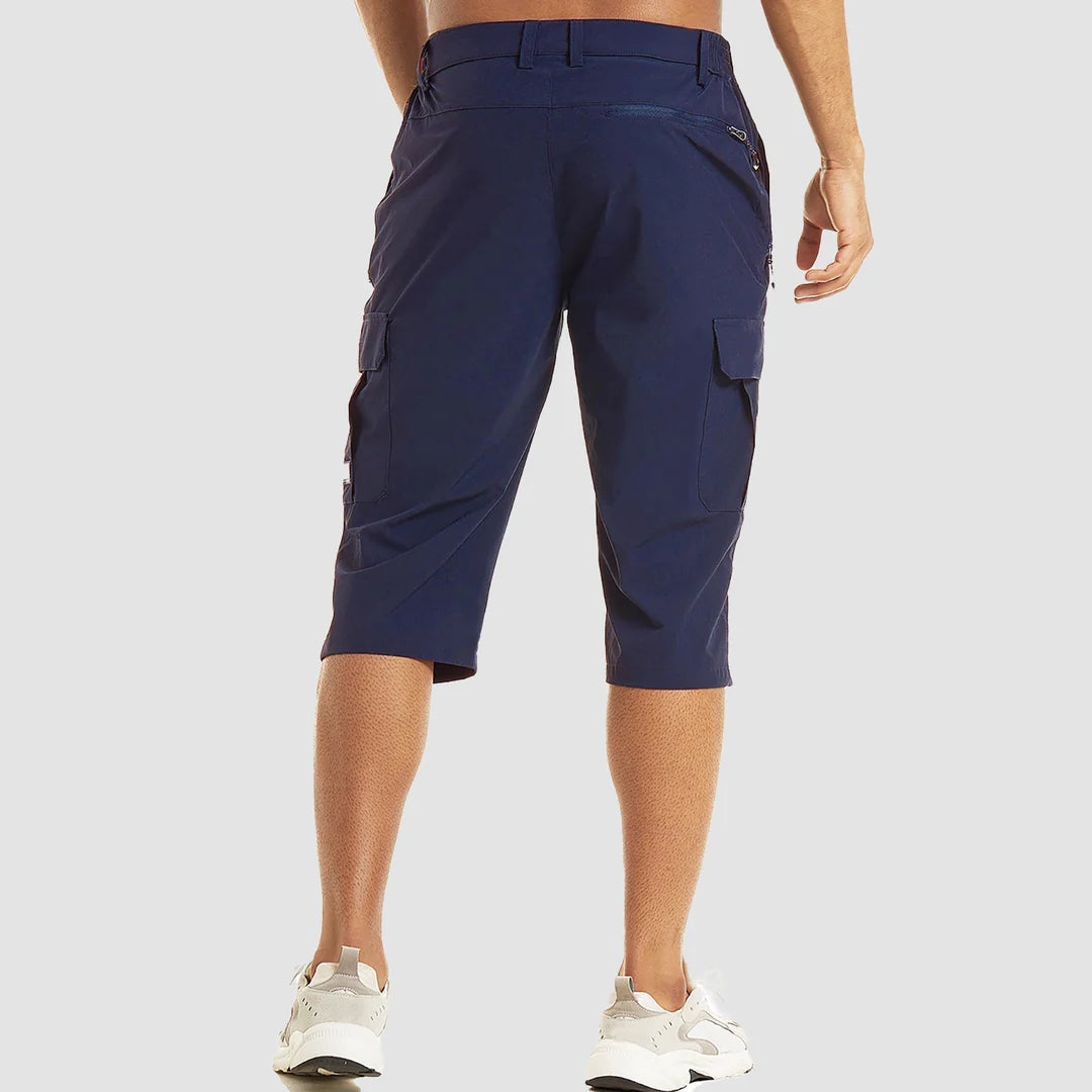 Herren Cargo Shorts Knielänge Seitentaschen Gürtelschlaufen Knopfverschluss-Shorts for men-Alpenkind