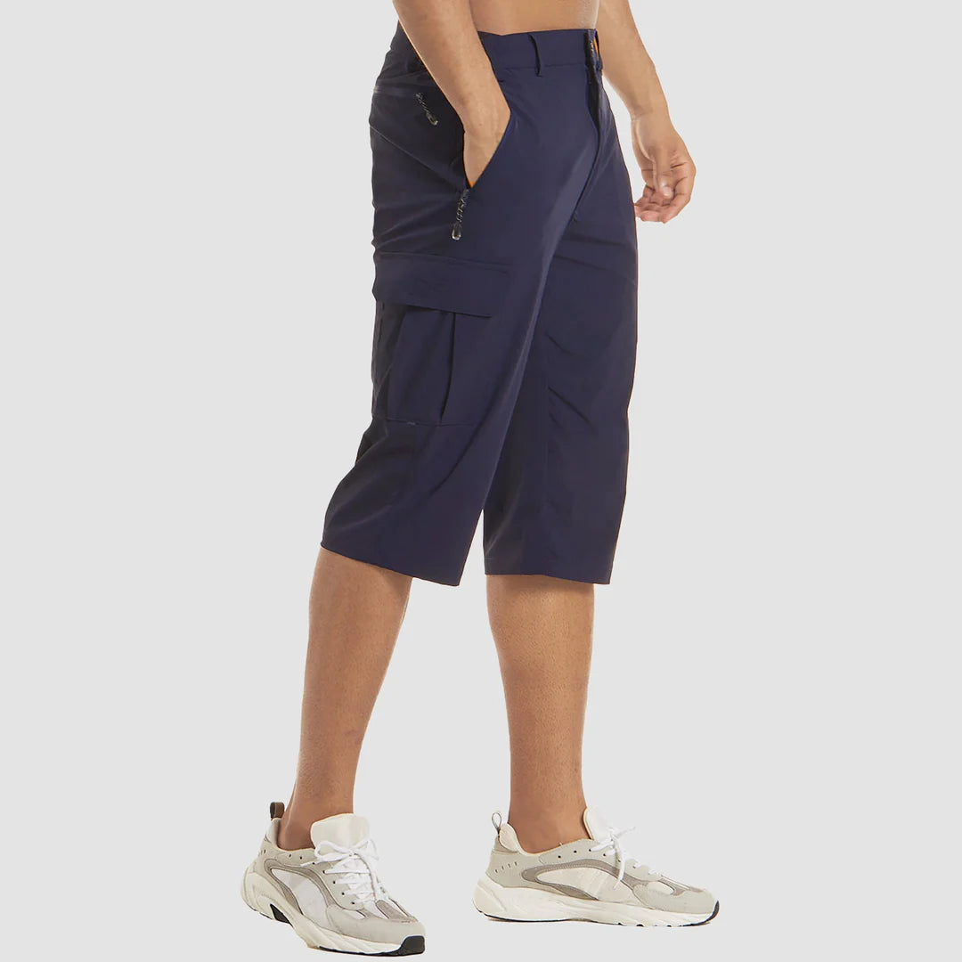 Herren Cargo Shorts Knielänge Seitentaschen Gürtelschlaufen Knopfverschluss-Shorts for men-Alpenkind