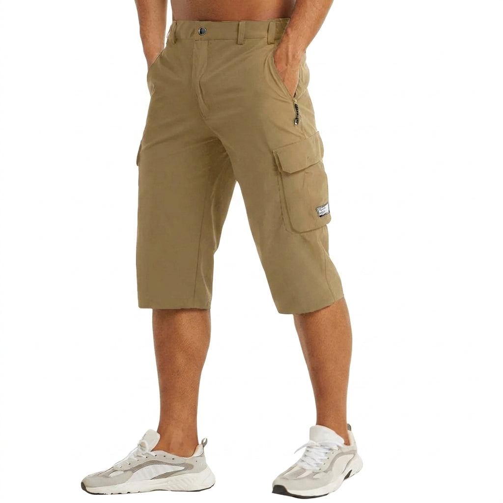 Herren Cargo Shorts Knielänge Seitentaschen Gürtelschlaufen Knopfverschluss-Shorts for men-Alpenkind