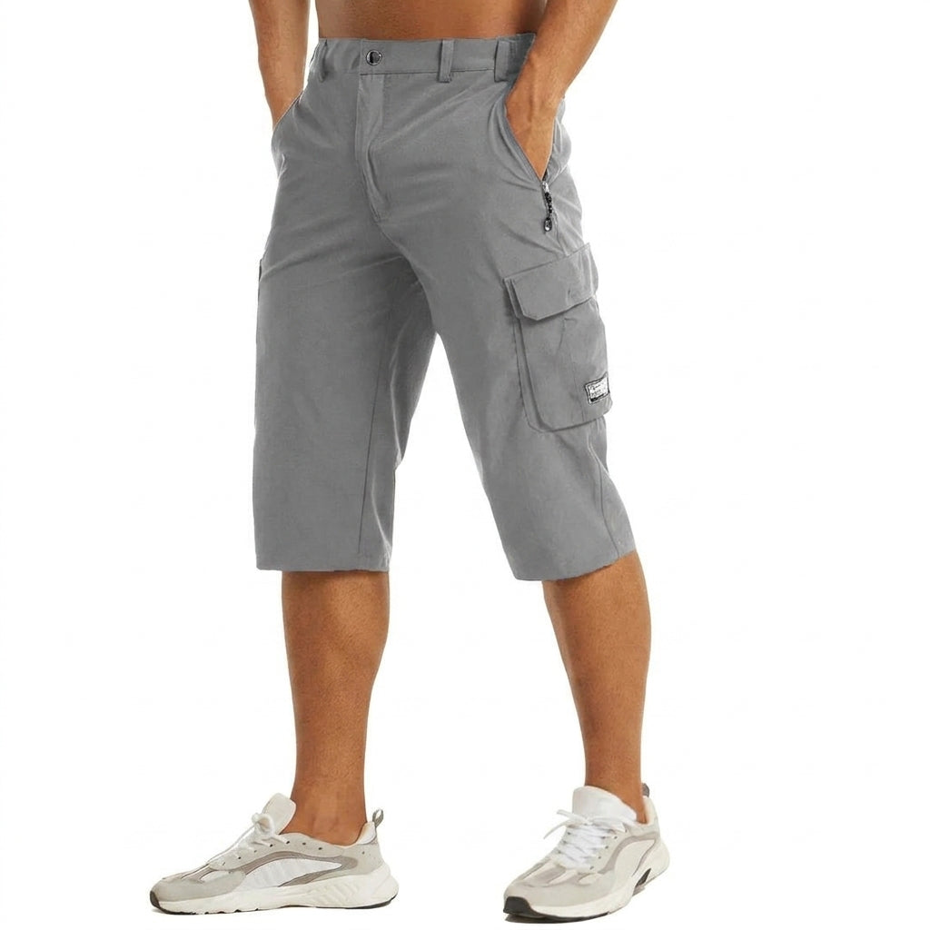 Herren Cargo Shorts Knielänge Seitentaschen Gürtelschlaufen Knopfverschluss-Shorts for men-Alpenkind