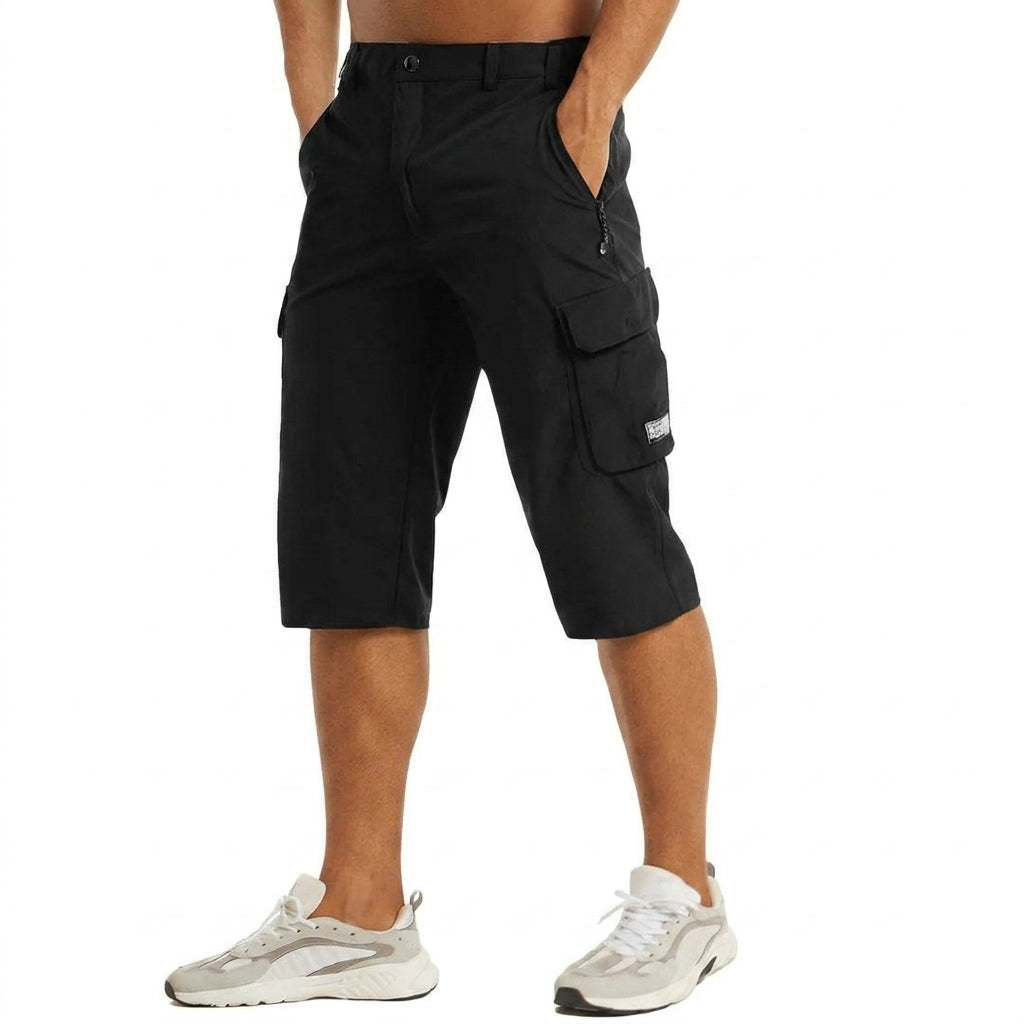 Herren Cargo Shorts Knielänge Seitentaschen Gürtelschlaufen Knopfverschluss-Shorts for men-Alpenkind