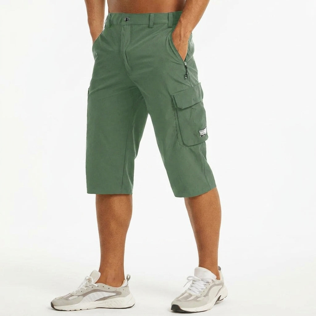 Herren Cargo Shorts Knielänge Seitentaschen Gürtelschlaufen Knopfverschluss-Shorts for men-Alpenkind