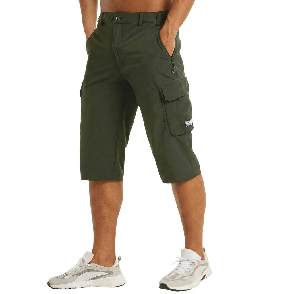 Herren Cargo Shorts Knielänge Seitentaschen Gürtelschlaufen Knopfverschluss-Shorts for men-Alpenkind