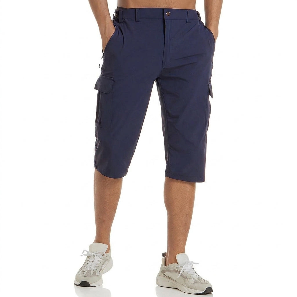 Herren Cargo Shorts Knielänge Seitentaschen Gürtelschlaufen Knopfverschluss-Shorts for men-Alpenkind
