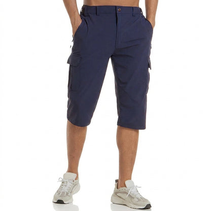 Herren Cargo Shorts Knielänge Seitentaschen Gürtelschlaufen Knopfverschluss-Shorts for men-Alpenkind