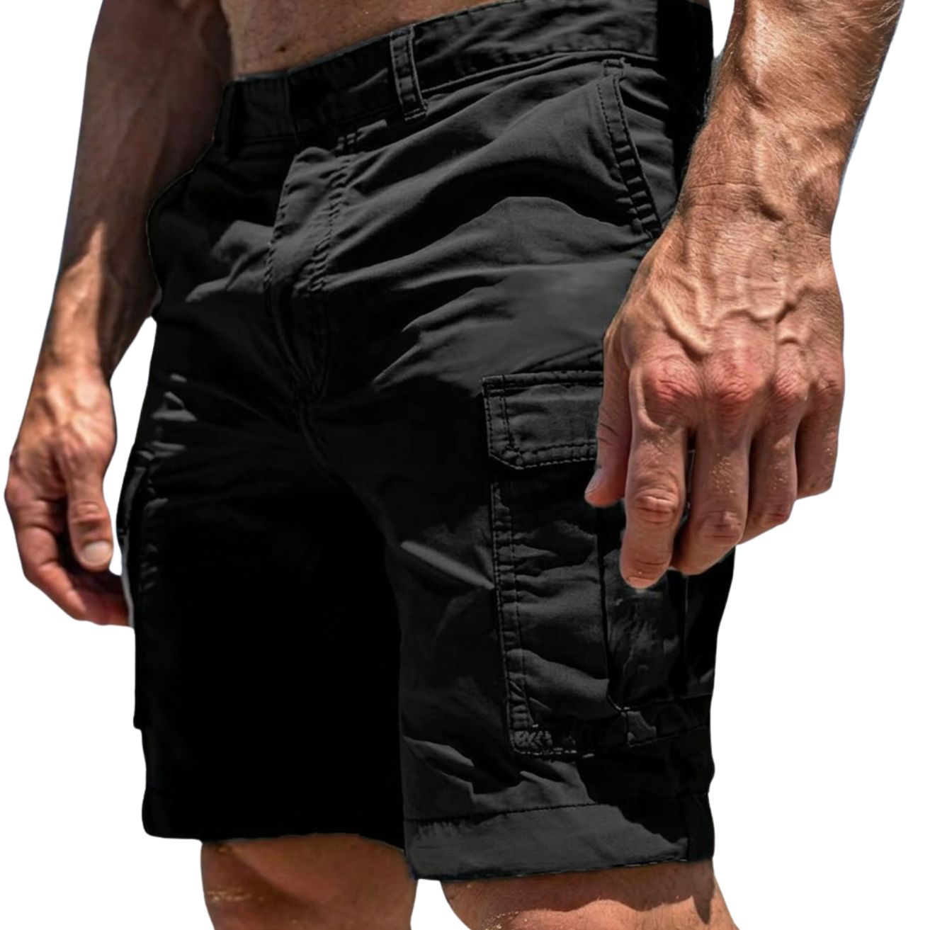 Herren Cargo Shorts mit Knopfverschluss und Seitentaschen-Shorts for men-Alpenkind