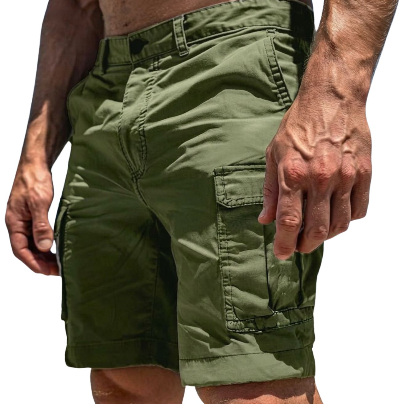 Herren Cargo Shorts mit Knopfverschluss und Seitentaschen-Shorts for men-Alpenkind