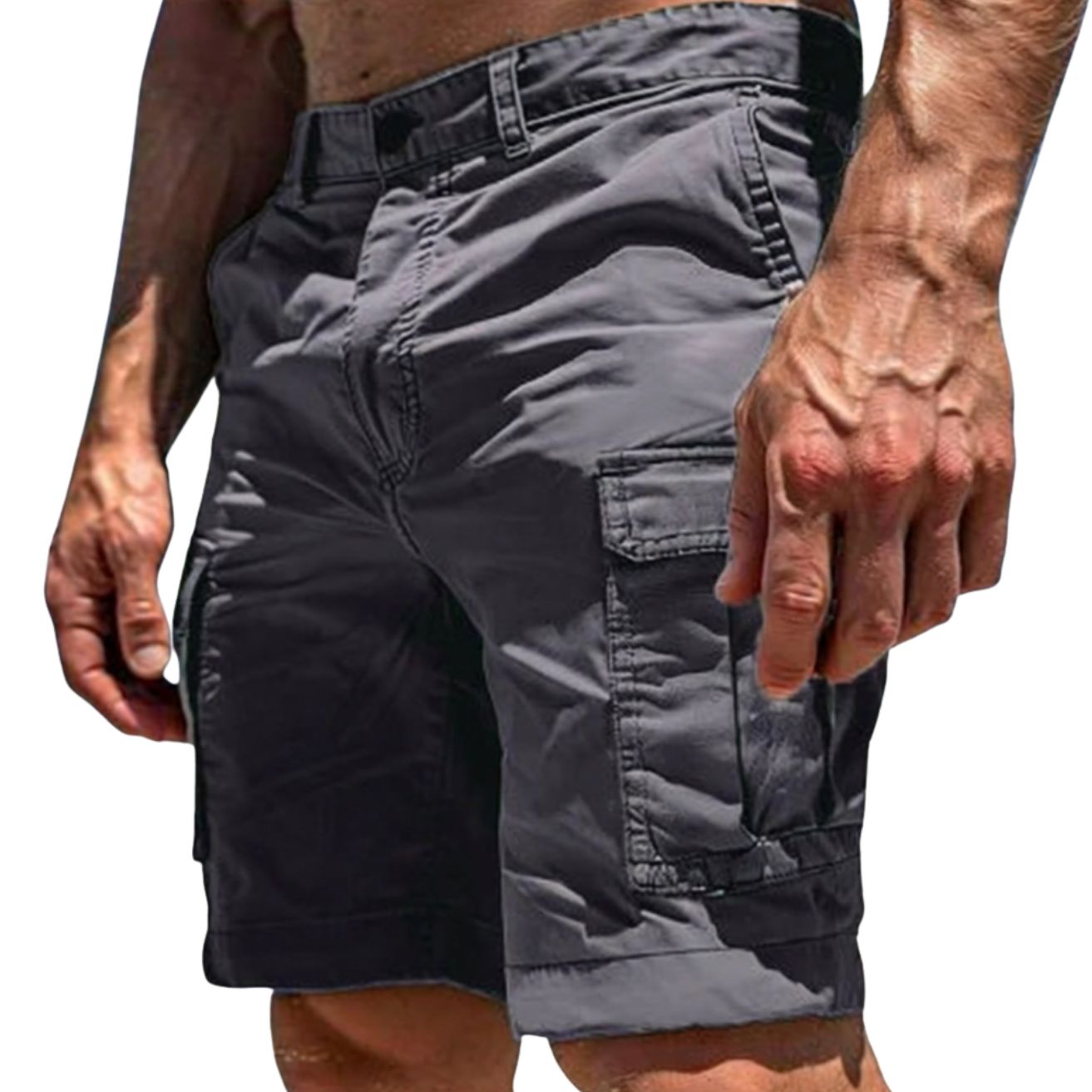 Herren Cargo Shorts mit Knopfverschluss und Seitentaschen-Shorts for men-Alpenkind