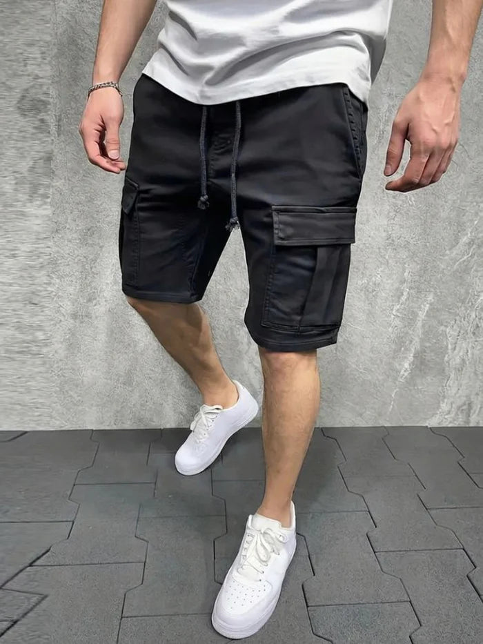 Herren Cargo Shorts mit Kordelzugbund und Pattentaschen-Shorts for men-Alpenkind