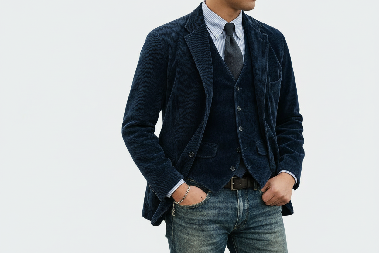Herren Cordblazer- und Westen-Set-Men Sets-Alpenkind