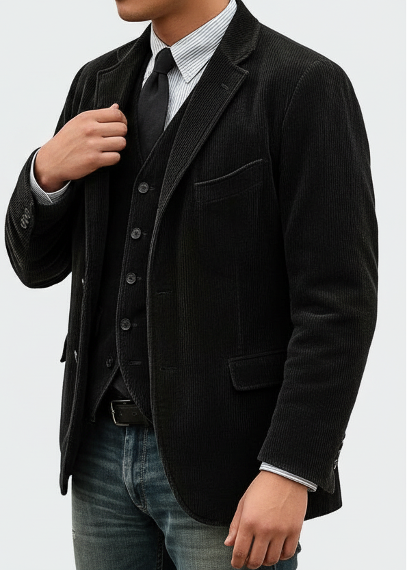 Herren Cordblazer- und Westen-Set-Men Sets-Alpenkind