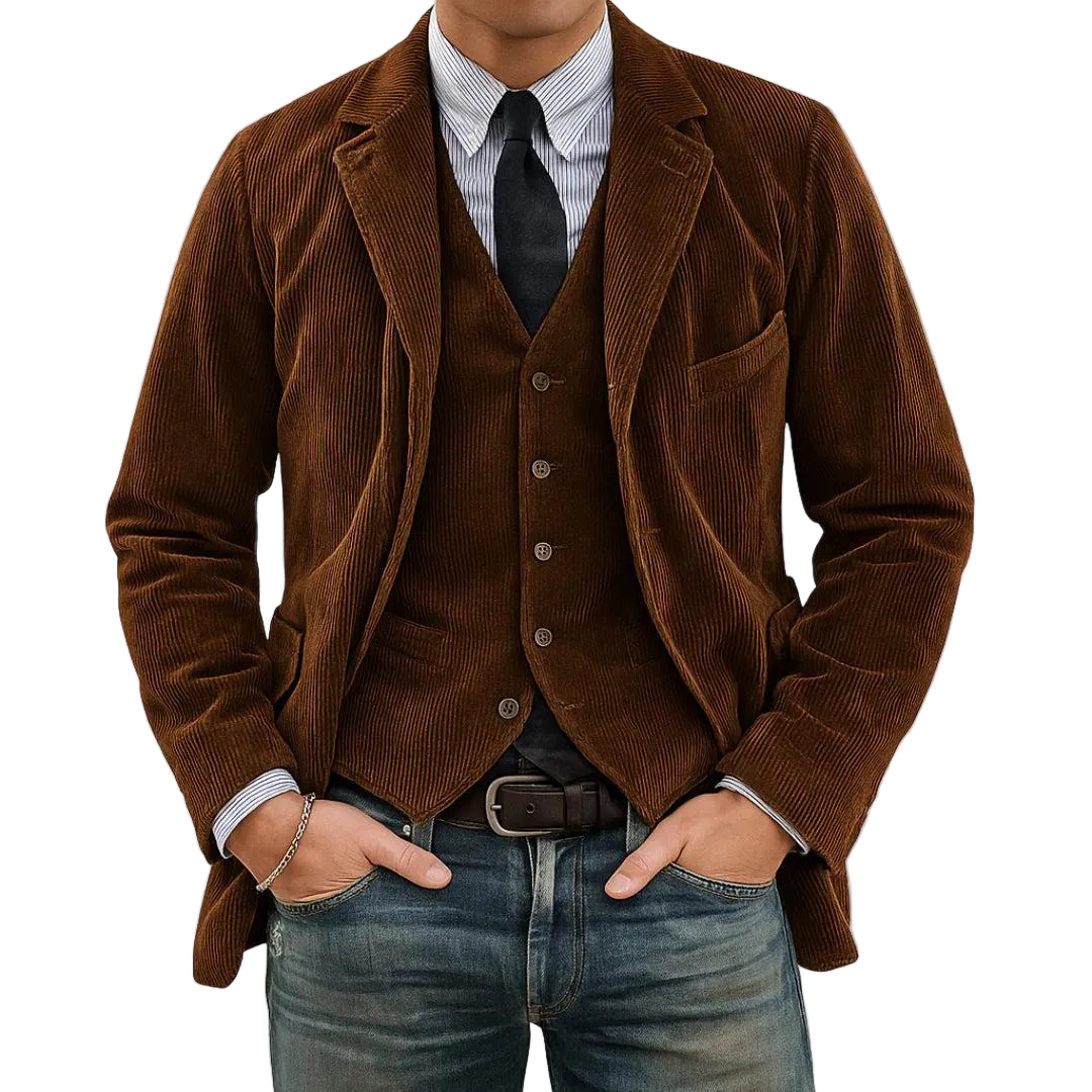 Herren Cordblazer- und Westen-Set-Men Sets-Alpenkind