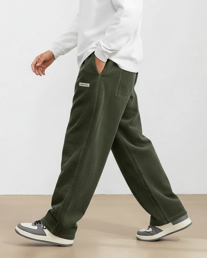 Herren Cordhose mit Elastischem Bund und Geradem Bein-Men Pants-Alpenkind