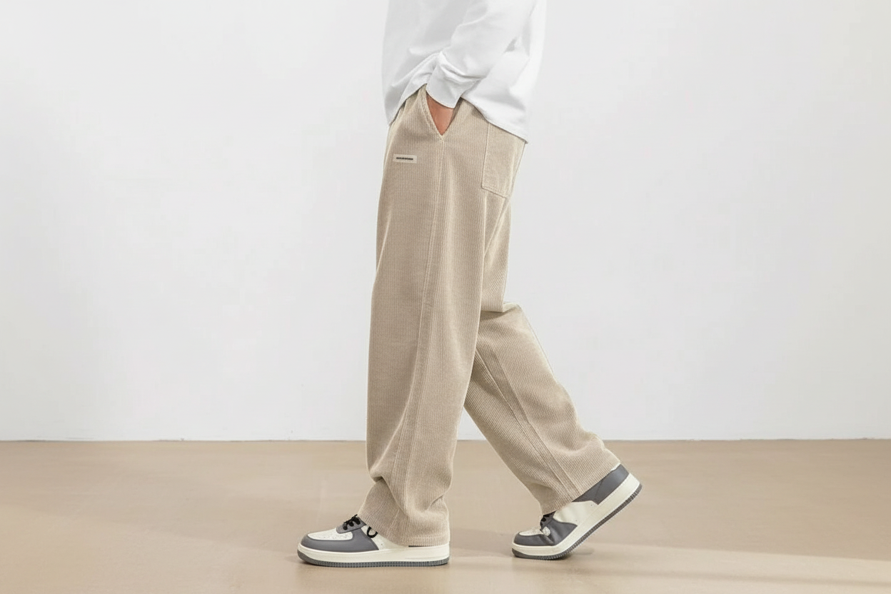 Herren Cordhose mit Elastischem Bund und Geradem Bein-Men Pants-Alpenkind