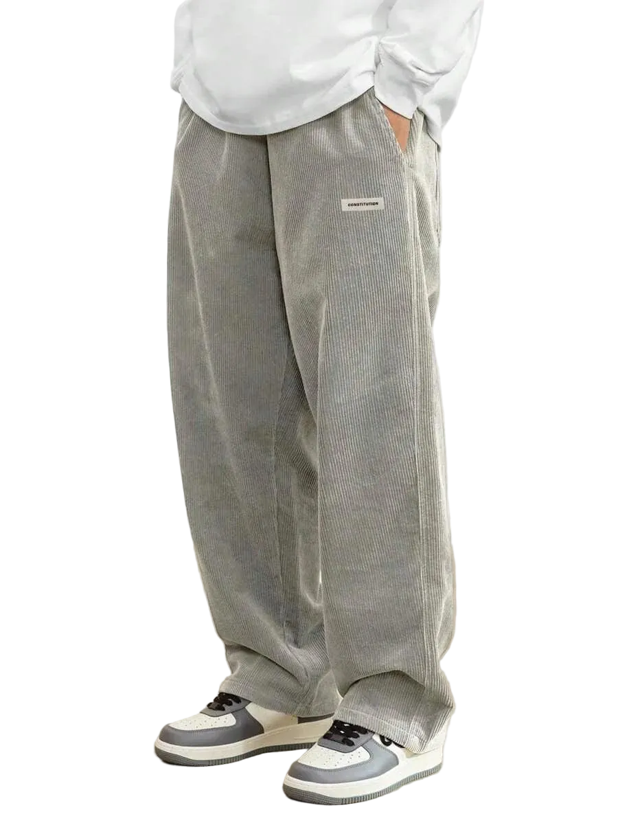Herren Cordhose mit Elastischem Bund und Geradem Bein-Men Pants-Alpenkind