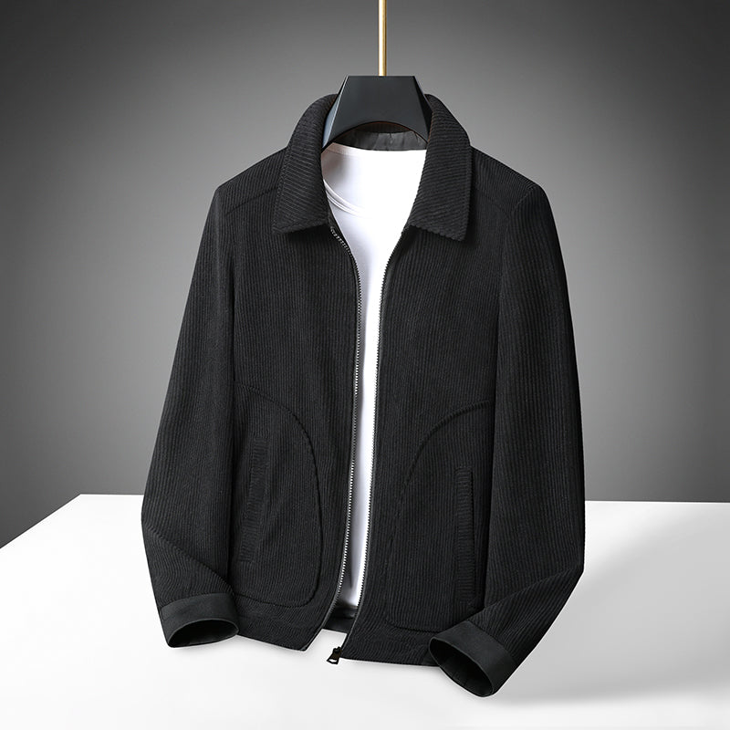 Herren Cordjacke mit Reißverschluss und gerippten Bündchen-Men Jackets-Alpenkind