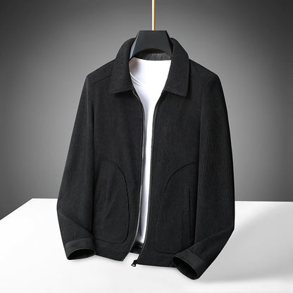 Herren Cordjacke mit Reißverschluss und gerippten Bündchen-Men Jackets-Alpenkind