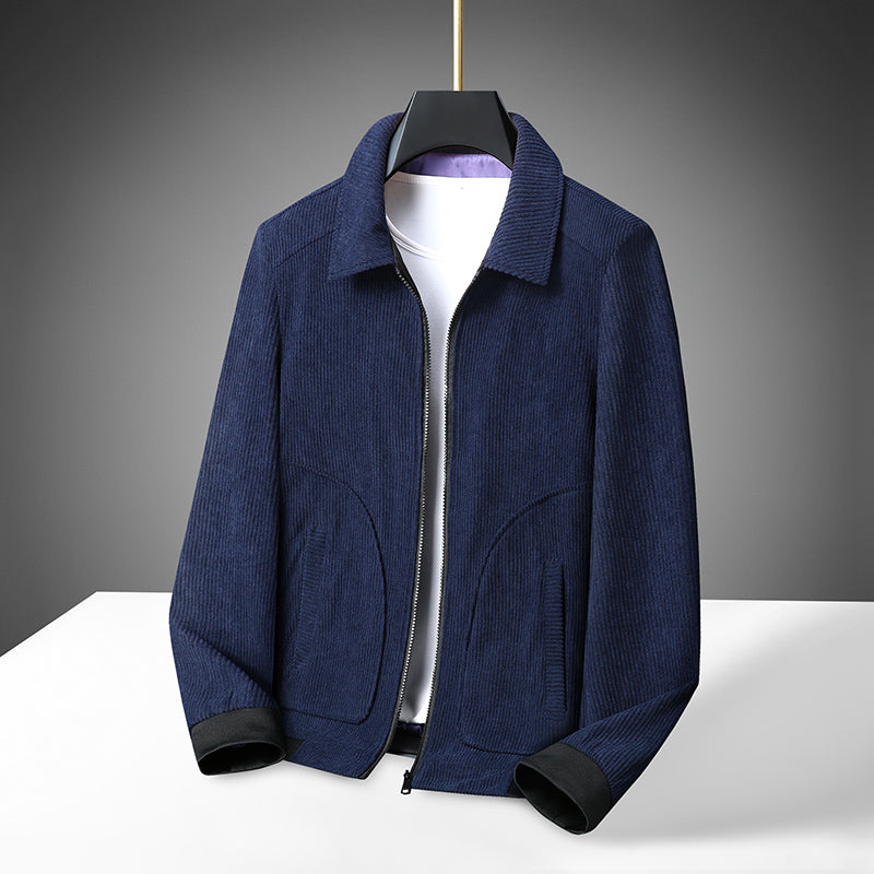 Herren Cordjacke mit Reißverschluss und gerippten Bündchen-Men Jackets-Alpenkind